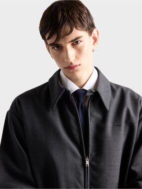 Prada Anthracite Gray Wool Blouson Jacket